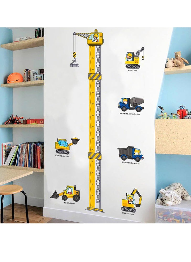 Gonice New Construction Vehicle Height Chart Stickers, Kids Growth Height Chart Measurement Removable Wall Sticker Decal, Removable DIY Mural Decor for Kids Bedroom, Nursery, Classroom  - Image 4