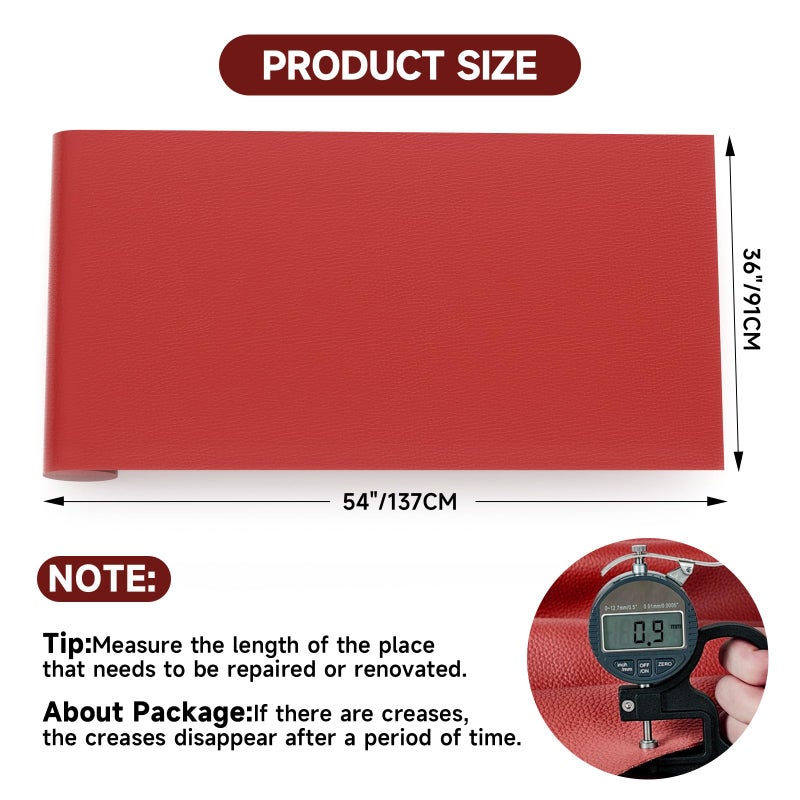 Wilaly Marine Vinyl Fabric  0.9Mm Thick Soft Smooth Waterproof Synthetic Fabric Material  Outdoor Boat Automotive  Diy And Crafting Pleather (Red  1Yd Fold (54'' X 36'' Inch)) - Image 5