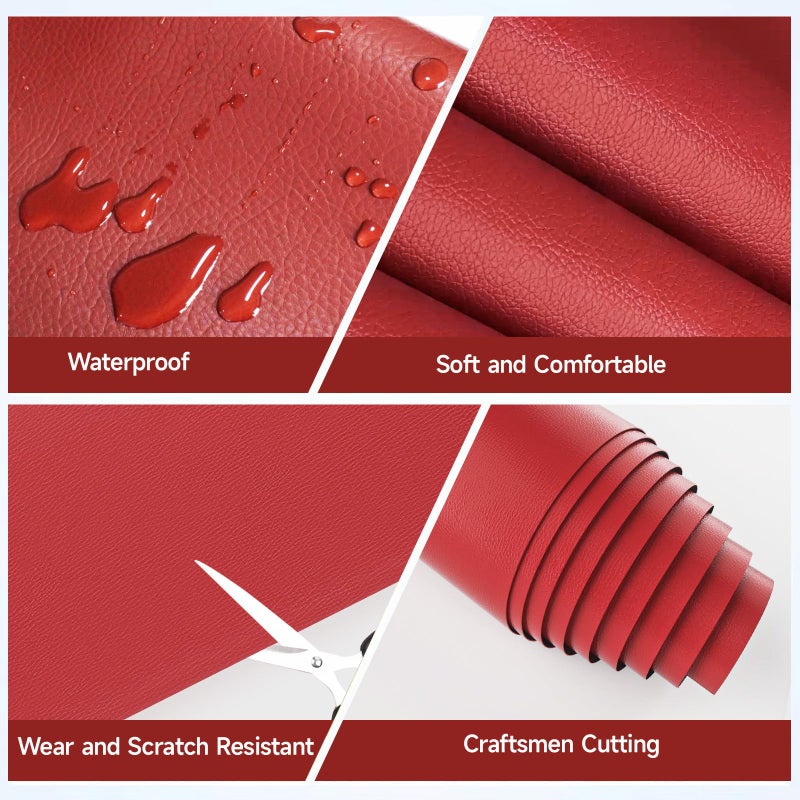Wilaly Marine Vinyl Fabric  0.9Mm Thick Soft Smooth Waterproof Synthetic Fabric Material  Outdoor Boat Automotive  Diy And Crafting Pleather (Red  1Yd Fold (54'' X 36'' Inch)) - Image 3