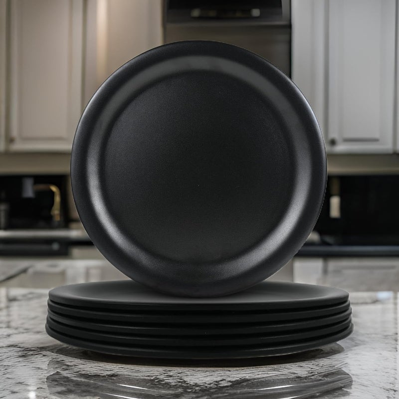 POOJARIYA POOJARIYA Brand Melamine Dinner Plate 6 Piece Elegant Durable Microwave Dishwasher Safe Ideal for Everyday Dining or Special Occasions Black - Image 2