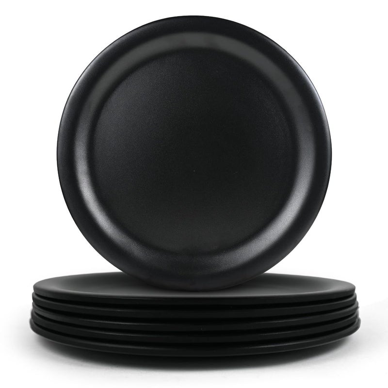 POOJARIYA POOJARIYA Brand Melamine Dinner Plate 6 Piece Elegant Durable Microwave Dishwasher Safe Ideal for Everyday Dining or Special Occasions Black - Image 1