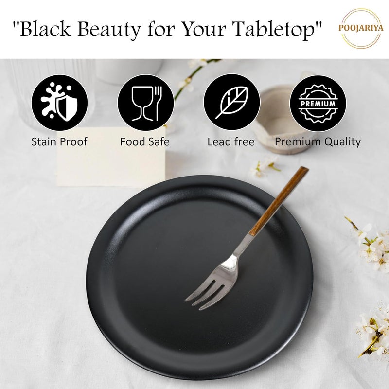 POOJARIYA POOJARIYA Brand Melamine Dinner Plate 6 Piece Elegant Durable Microwave Dishwasher Safe Ideal for Everyday Dining or Special Occasions Black - Image 5