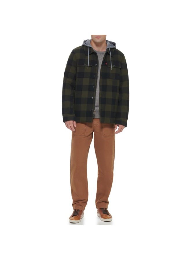 Levi's Men's Sherpa Lined Shirt Jacket (Regular & Big & Tall Sizes), Hooded Green Ombre Plaid, Small - Image 3