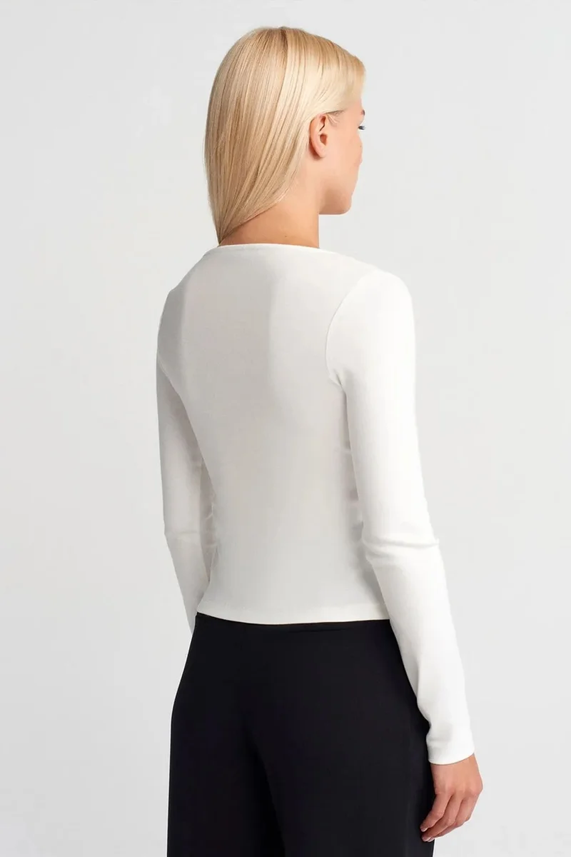 ديلفين DILVIN Slim Fit Cotton Blend Zipper Blouse