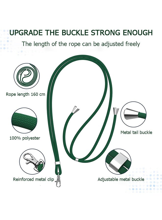 Unique Phone Lanyard - Phone Lanyard with 4 Universal Patches - 1.6m Adjustable Phone Lanyard - Can be Used for Crossbody Phone and Neck and Wrist Straps - With Metal Snap Hook - Compatible with Most Smartphones with Full Coverage Case - Free Your Hands (Dark Green/Transparent) - Image 4