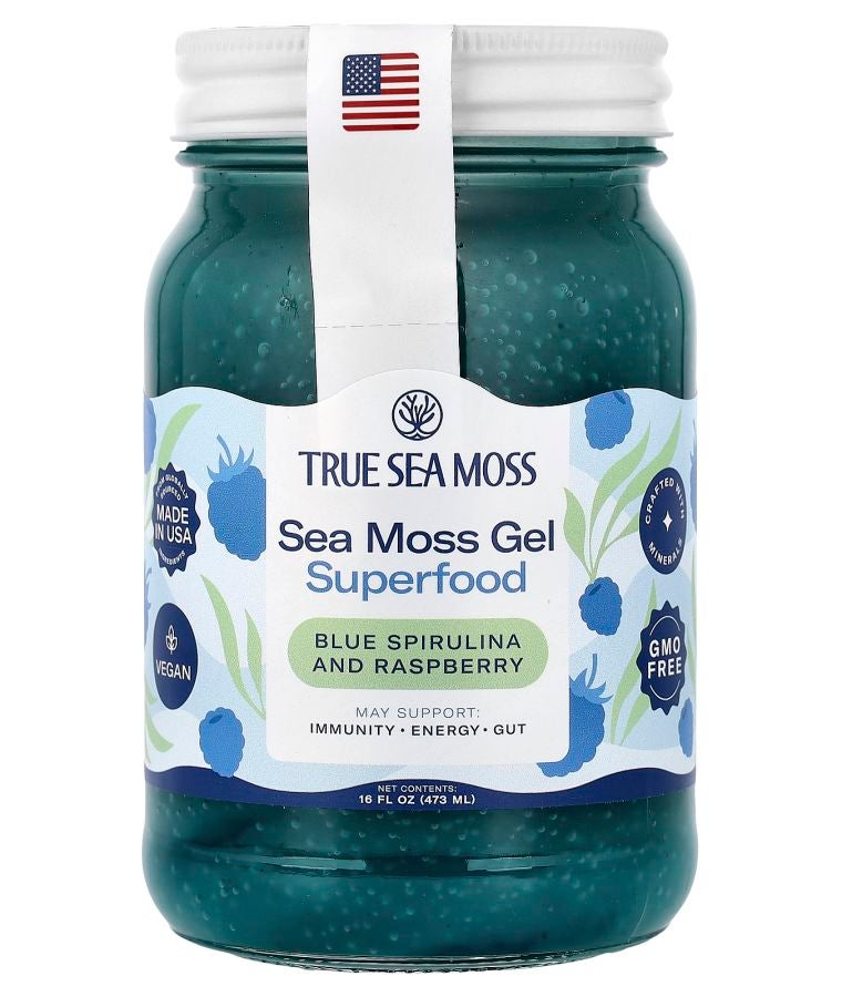 Sea Moss Gel Superfood Blue Spirulina and Raspberry 16 fl oz (473 ml)