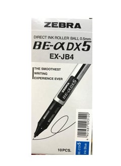ZEBRA 10 Piece Dx5 Roller Ball Pen Blue 0.5mm Fine Tip  - Image 1