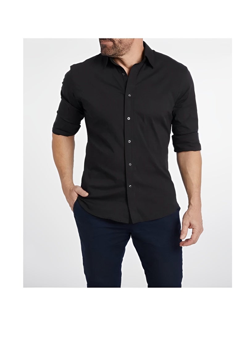 REOCLE Men's Dress Shirts Solid Long Sleeve Stretch Wrinkle-Free Formal Shirt Business Casual Button Down Shirts Regular Fit Dress Shirts  - Image 2