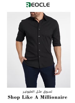REOCLE Men's Dress Shirts Solid Long Sleeve Stretch Wrinkle-Free Formal Shirt Business Casual Button Down Shirts Regular Fit Dress Shirts  - Image 1