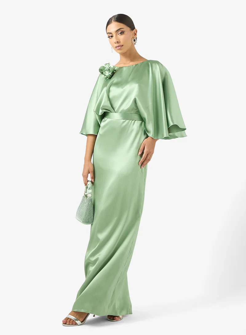 Iyra  Flared Sleeve Crew Neck Maxi Dress for Women | Best Price UAE
