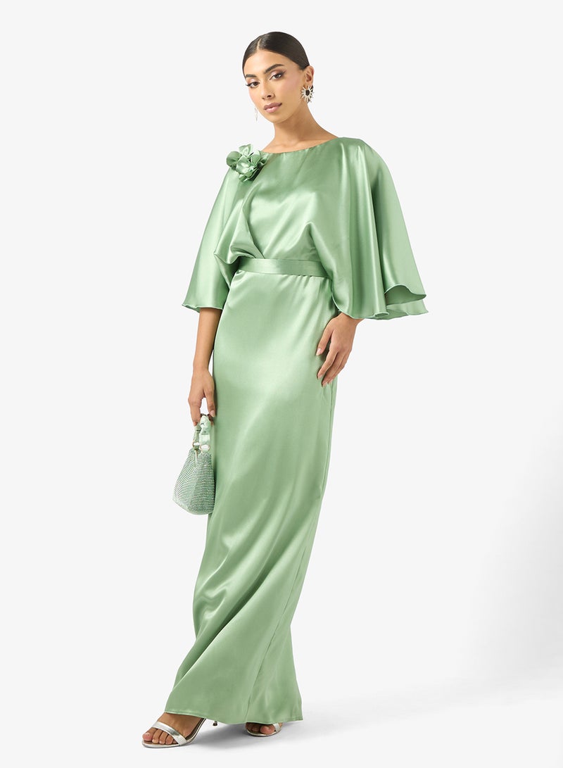 ايرا فستان ماكسي بياقة دائرية وأكمام واسعة - Image 4