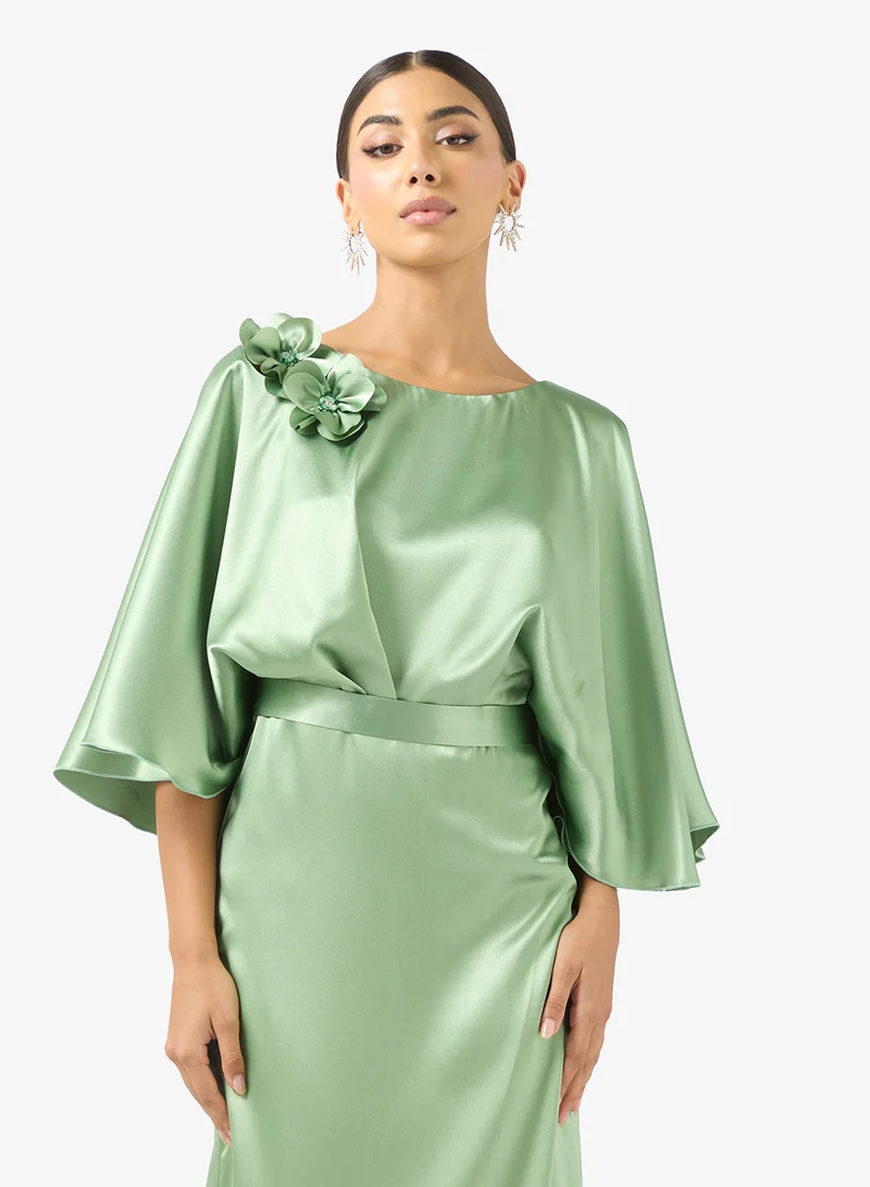 Iyra  Flared Sleeve Crew Neck Maxi Dress for Women | Best Price UAE