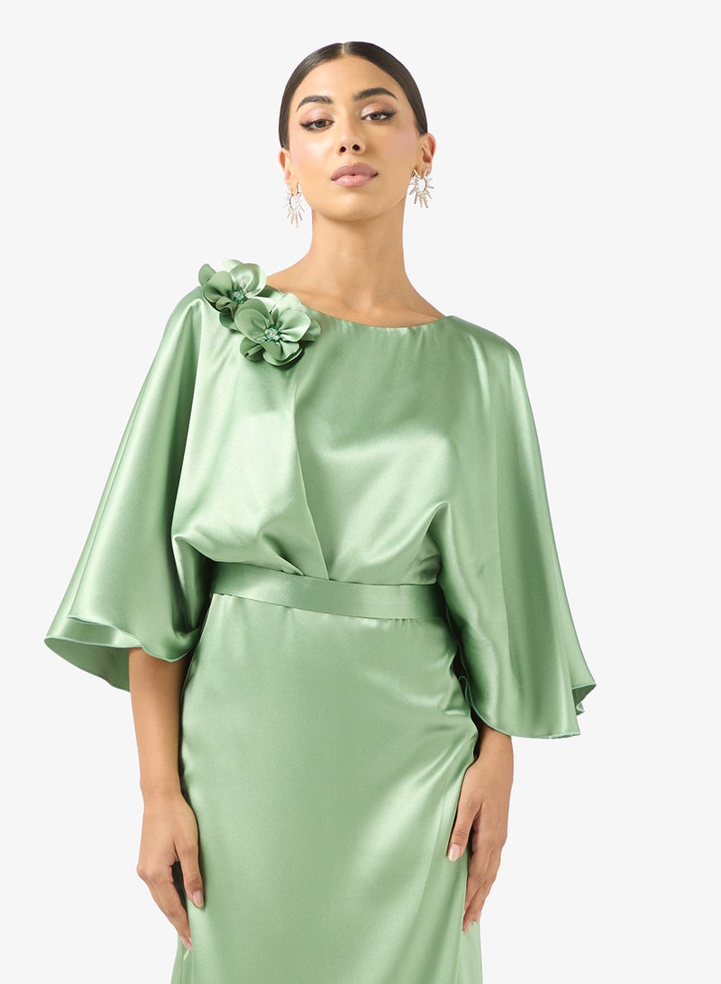 ايرا فستان ماكسي بياقة دائرية وأكمام واسعة - Image 3