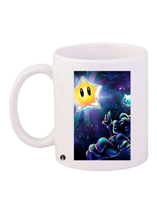 RYN Star Printed Coffee Mug White/Blue/Yellow 11ounce