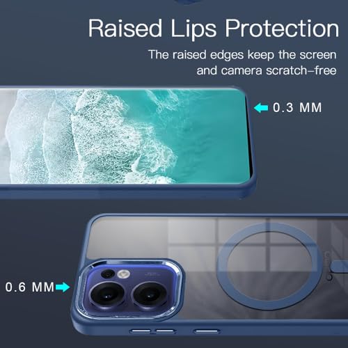 KARWAN Translucent Hybrid Back Case Cover Compatible with Oppo Reno 13F Shockproof Case with Camera Protection, N52 Magnet Cover Case with Magnetic MagEaze Wireless Charging Cover (Blue) - Image 4