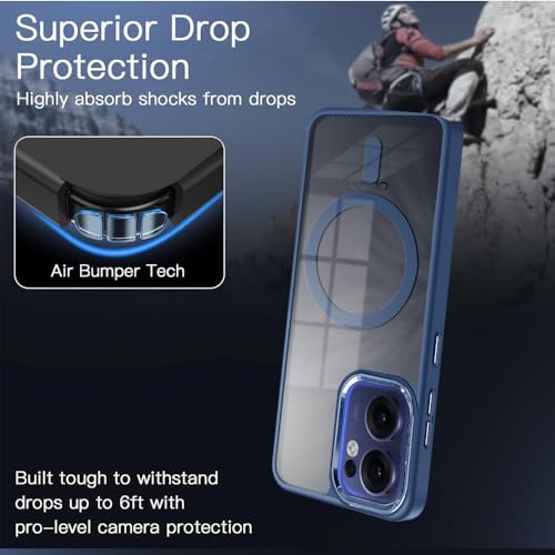 KARWAN Translucent Hybrid Back Case Cover Compatible with Oppo Reno 13F Shockproof Case with Camera Protection, N52 Magnet Cover Case with Magnetic MagEaze Wireless Charging Cover (Blue) - Image 2