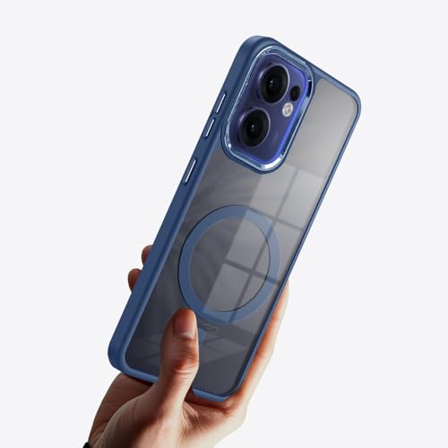 KARWAN Translucent Hybrid Back Case Cover Compatible with Oppo Reno 13F Shockproof Case with Camera Protection, N52 Magnet Cover Case with Magnetic MagEaze Wireless Charging Cover (Blue) - Image 5