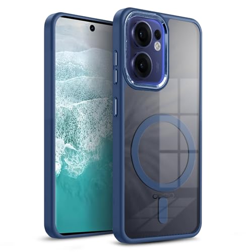 KARWAN Translucent Hybrid Back Case Cover Compatible with Oppo Reno 13F Shockproof Case with Camera Protection, N52 Magnet Cover Case with Magnetic MagEaze Wireless Charging Cover (Blue) - Image 1