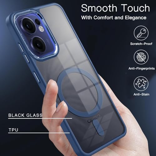 KARWAN Translucent Hybrid Back Case Cover Compatible with Oppo Reno 13F Shockproof Case with Camera Protection, N52 Magnet Cover Case with Magnetic MagEaze Wireless Charging Cover (Blue) - Image 3
