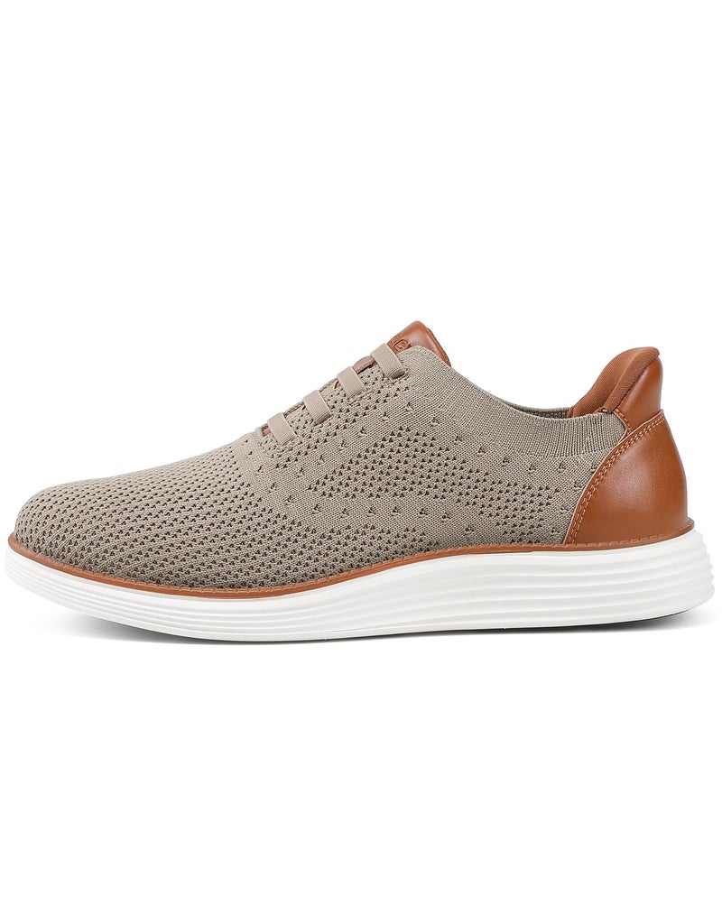 VILOCY Mens Casual Dress Tennis Shoes Slip on Walking Shoes Fashion Sneakers Hands Free Breeze Business Oxfords Mesh Comfortable Lightweight Breathable Khaki,EU44 - Image 2