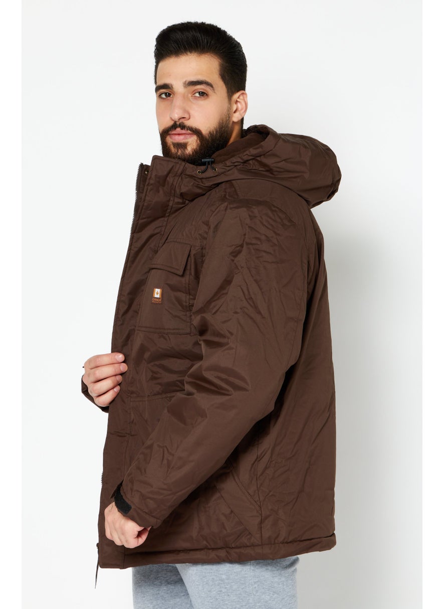 Canada Work Gear - Men Hooded Long Sleeves Parka Jacket, Dark Brown - Image 1