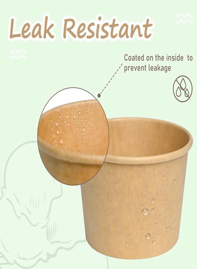 ESSENTIAL Paper Ice Cream Cups, 50pcs 8oz Disposable Dessert Bowls for Hot or Cold Food, Paper Snack Containers for Sundae, Frozen Yogurt, Soup (Brown) - Image 5