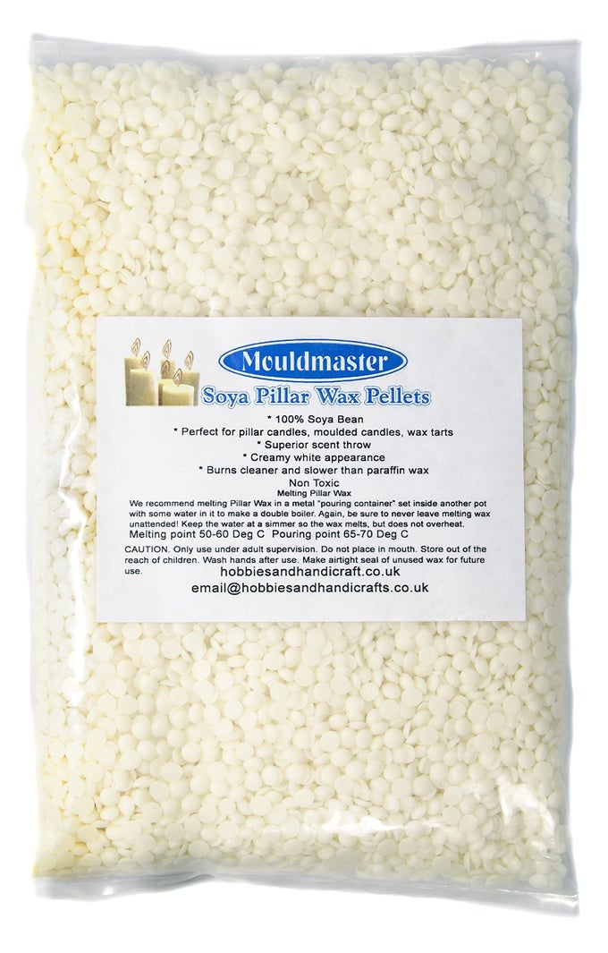 SOY PILLAR CANDLE WAX PELLETS 100G SOYA CREAMOFF WHITE 20 X 10 X 1 CM