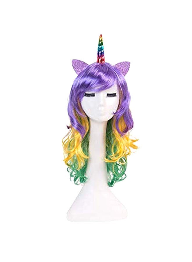 NIBEMINENT Cosplay Hair Wig Purple/Yellow/Green