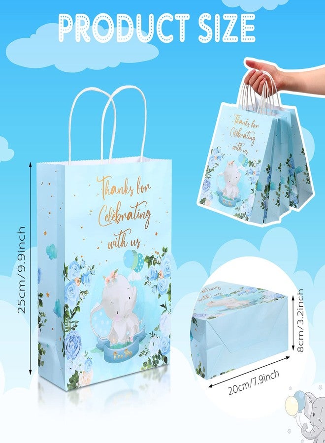 Nezyo 24 Pcs Baby Boy Girl Gift Elephant Bags Baby Shower Bag for Treat Candy Goodie Bags Blue Pink Gift Bag Gender Reveal Birthday Party Favor Decor (Blue Boy Elephant Style) - Image 2