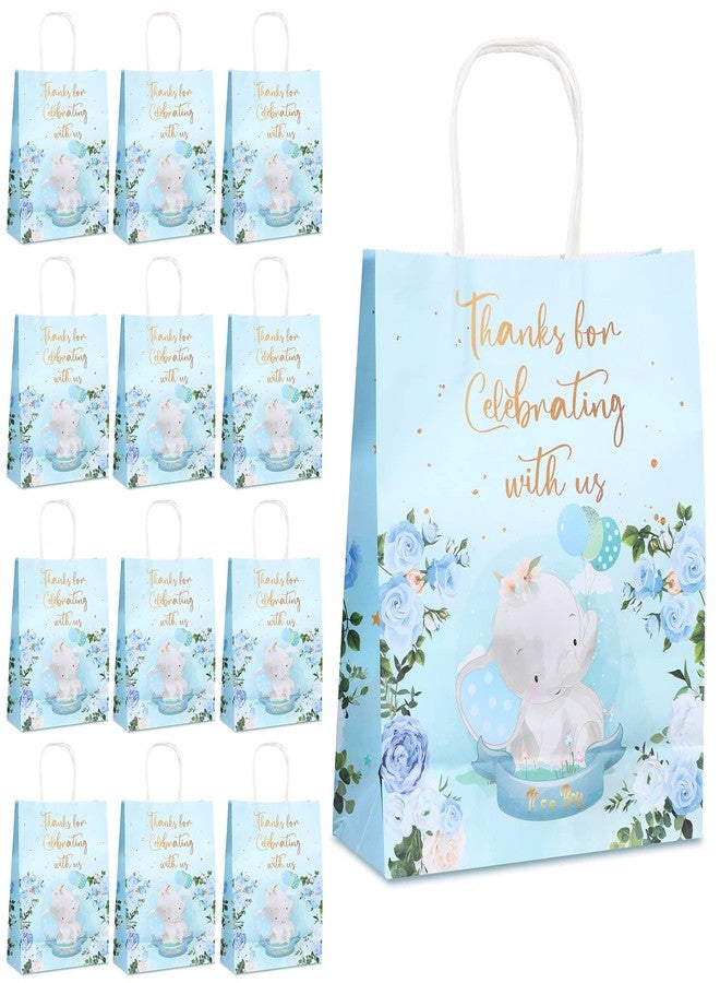 Nezyo 24 Pcs Baby Boy Girl Gift Elephant Bags Baby Shower Bag for Treat Candy Goodie Bags Blue Pink Gift Bag Gender Reveal Birthday Party Favor Decor (Blue Boy Elephant Style) - Image 1