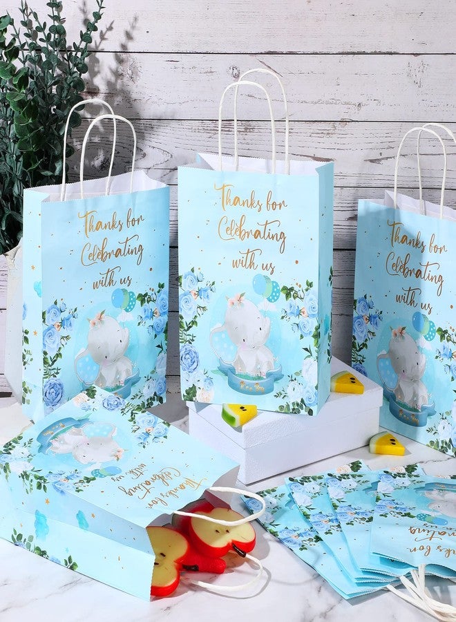 Nezyo 24 Pcs Baby Boy Girl Gift Elephant Bags Baby Shower Bag for Treat Candy Goodie Bags Blue Pink Gift Bag Gender Reveal Birthday Party Favor Decor (Blue Boy Elephant Style) - Image 4