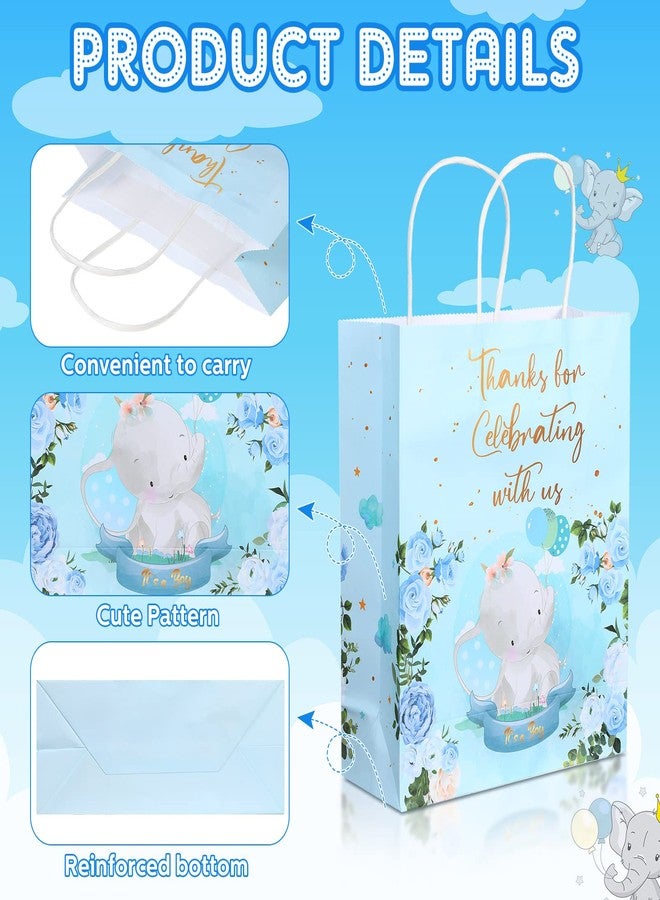 Nezyo 24 Pcs Baby Boy Girl Gift Elephant Bags Baby Shower Bag for Treat Candy Goodie Bags Blue Pink Gift Bag Gender Reveal Birthday Party Favor Decor (Blue Boy Elephant Style) - Image 3