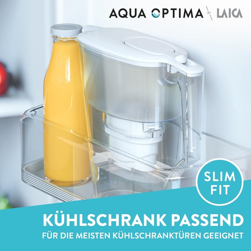 Aqua Optima إبريق فلتر مياه أكوا أوبتيما ليسكيا و3 خراطيش فلتر إيفولف+ لمدة 30 يومًا، سعة 2.5 لتر، لتقليل الميكروبلاستيك والكلور والجير والشوائب، اللون الأبيض (قد يختلف التغليف) - Image 4