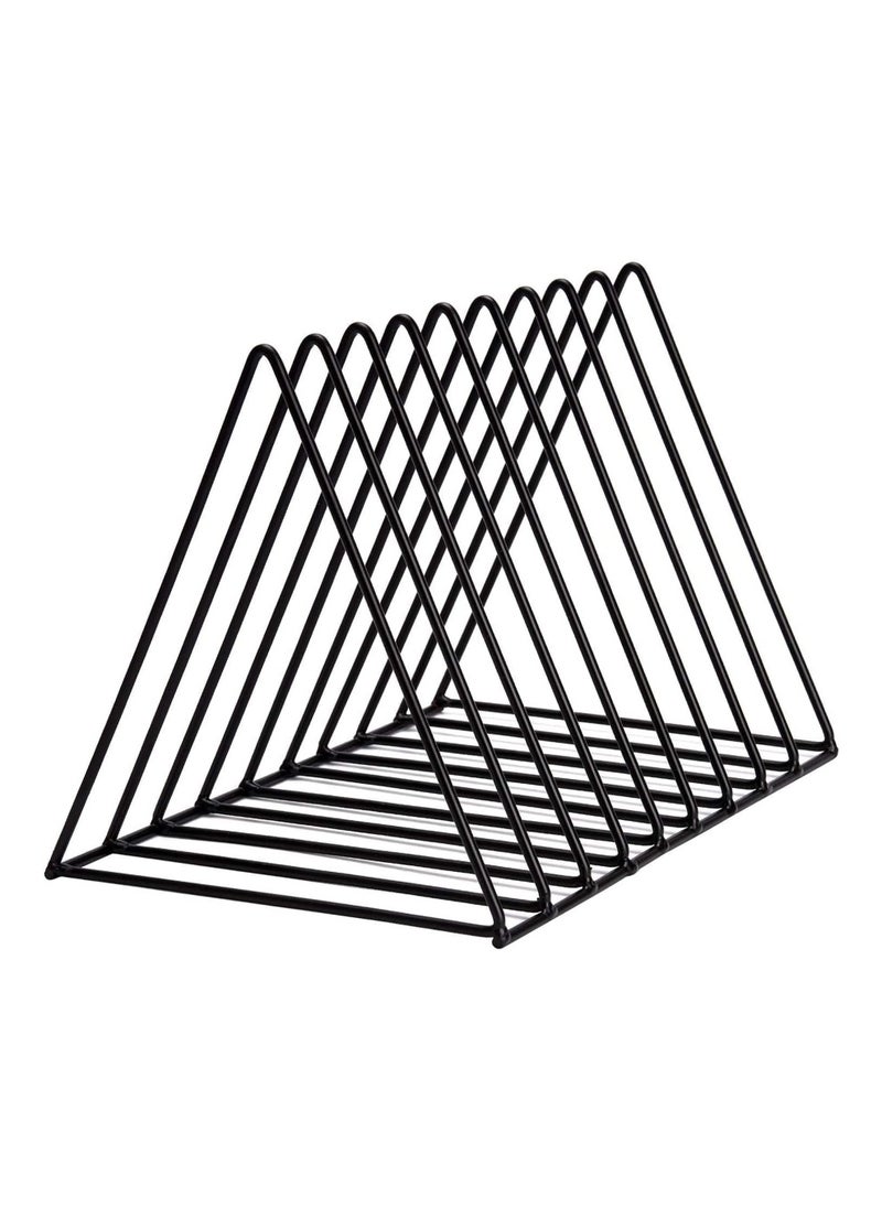 sulfar - MS Triangle Slot Magazine Stand - File Rack Desktop Book Organizer, Tabletop Table Book Stand For Office - Magazine Files Stand, File Organiser, Tiered Shelf (Black) Pack of 1 - Image 1