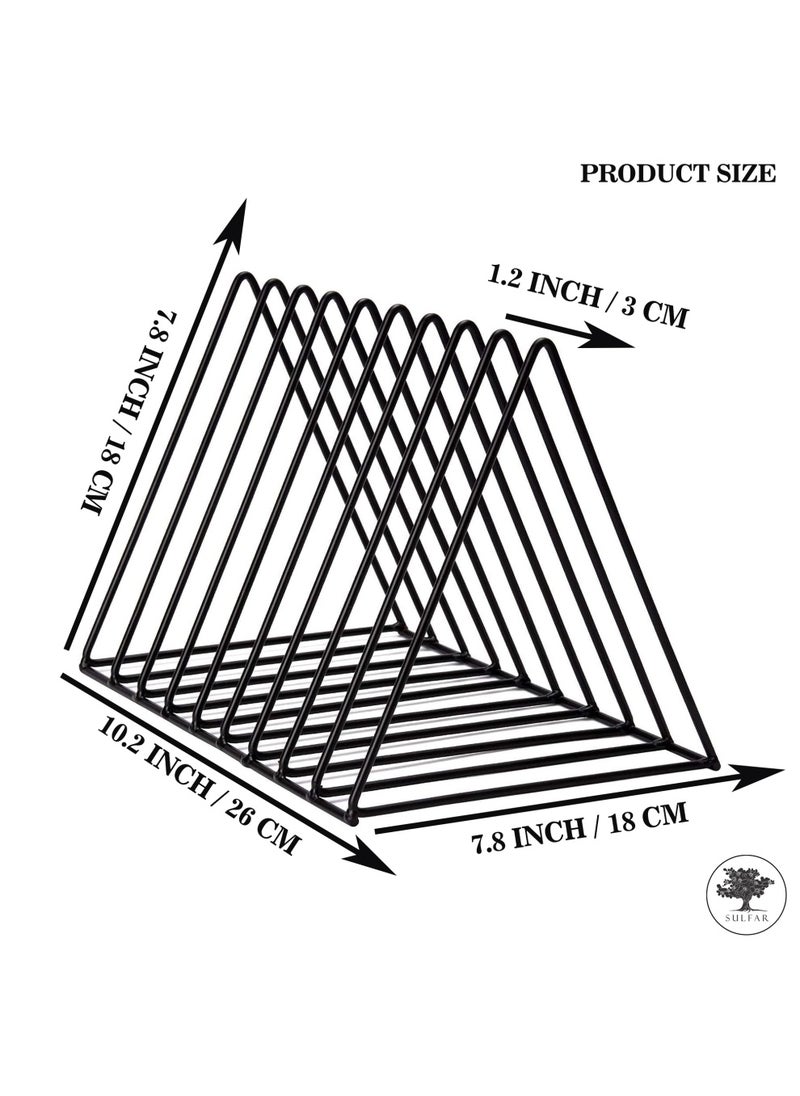 sulfar - MS Triangle Slot Magazine Stand - File Rack Desktop Book Organizer, Tabletop Table Book Stand For Office - Magazine Files Stand, File Organiser, Tiered Shelf (Black) Pack of 1 - Image 1