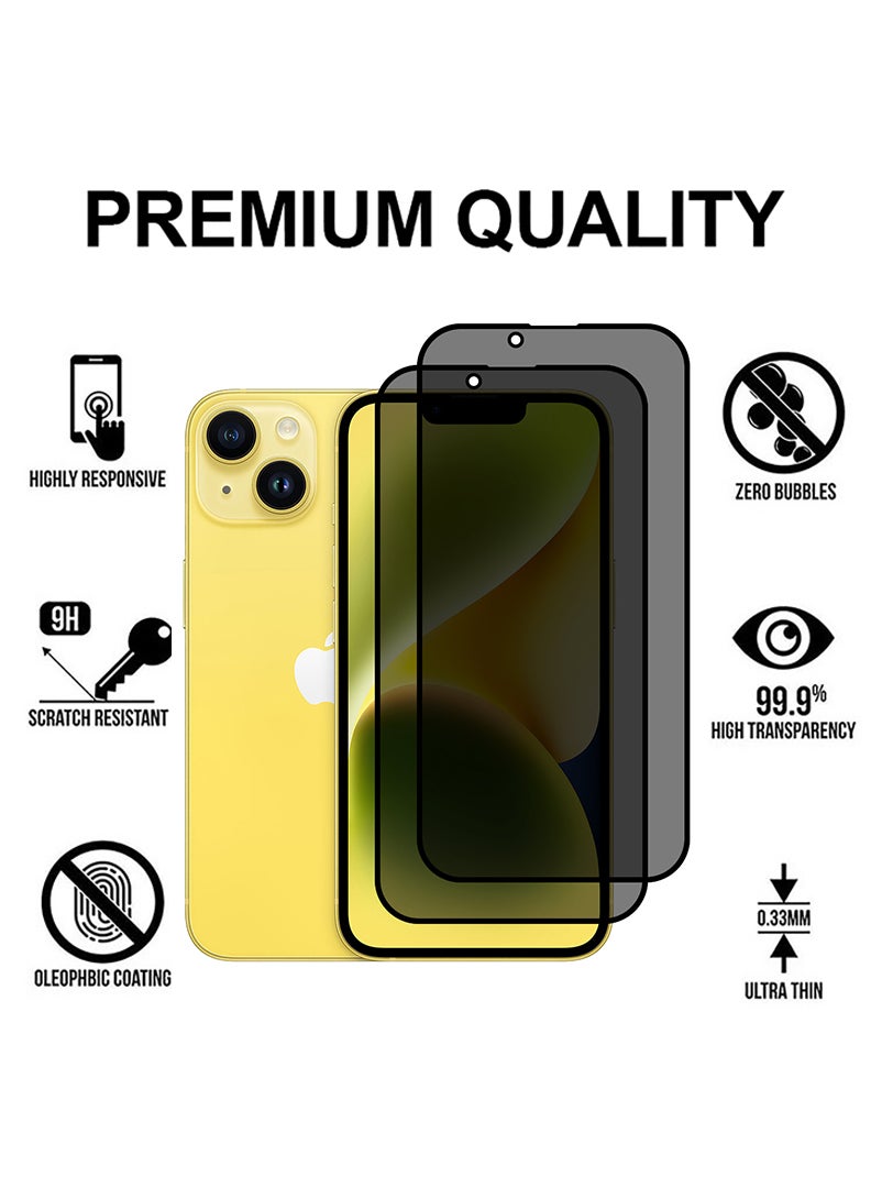 Theodor Pack of 2 Tempered Glass Screen Protector With 9H hardness For APPLE IPHONE 14 Plus Privacy 6.7 - Image 2
