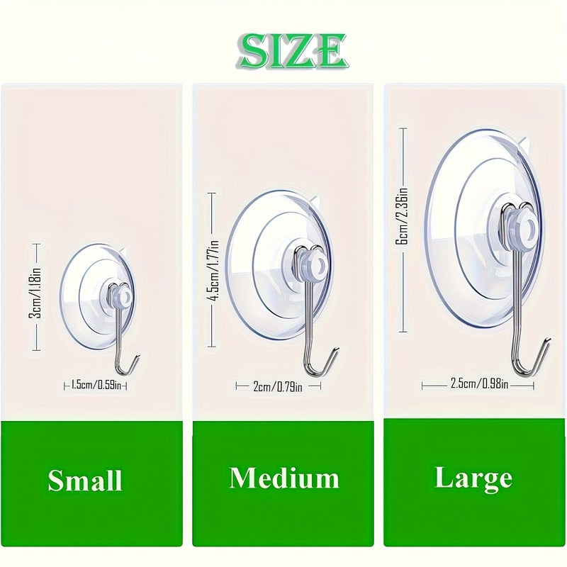 Medium 5 Pcs Suction Cup Hooks Double Iron Hook Reinforced Self-Adhesive Hooks for Entrance Coat Bedroom Towel Wall Hooks Reusable Strong Transparent Suction Cups with Metal Hooks - Image 4