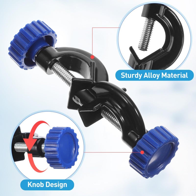 2Pcs Adjustable Alloy Lab Stand Clamp with Blue Knob for Scientific Glassware Support - Image 4
