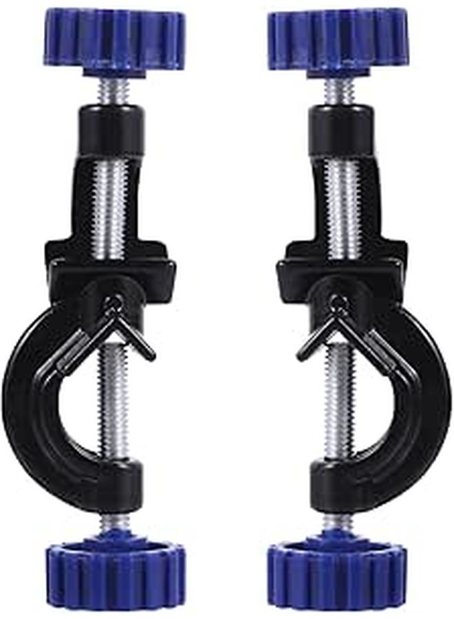 2Pcs Adjustable Alloy Lab Stand Clamp with Blue Knob for Scientific Glassware Support - Image 1
