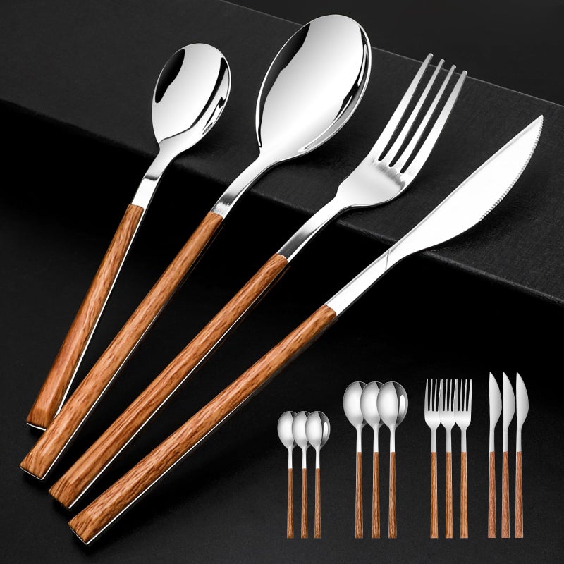 SNBNX Stainless Steel Flatware Set for 4 Cutlery Utensils Set Include KnivesForksSpoons Service for 4 Mirror Polished and Dishwasher Safe Silver - Image 2
