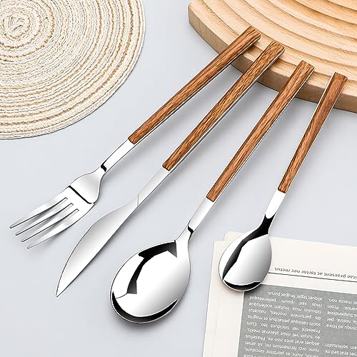 SNBNX Stainless Steel Flatware Set for 4 Cutlery Utensils Set Include KnivesForksSpoons Service for 4 Mirror Polished and Dishwasher Safe Silver - Image 3