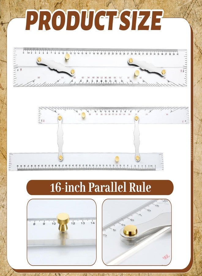 Dunzoom 3 Pcs Marine Navigation Kit, Basic Navigation Set Include 18" Marine Parallel Ruler with Clear Scales, 8" Diameter Nautical Plotter Protractor, 6" Fixed Point Divider for Boat Accessories - Image 2
