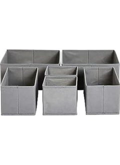 Basics Cloth Drawer Storage Organizer Boxes, Set of 6, Gray