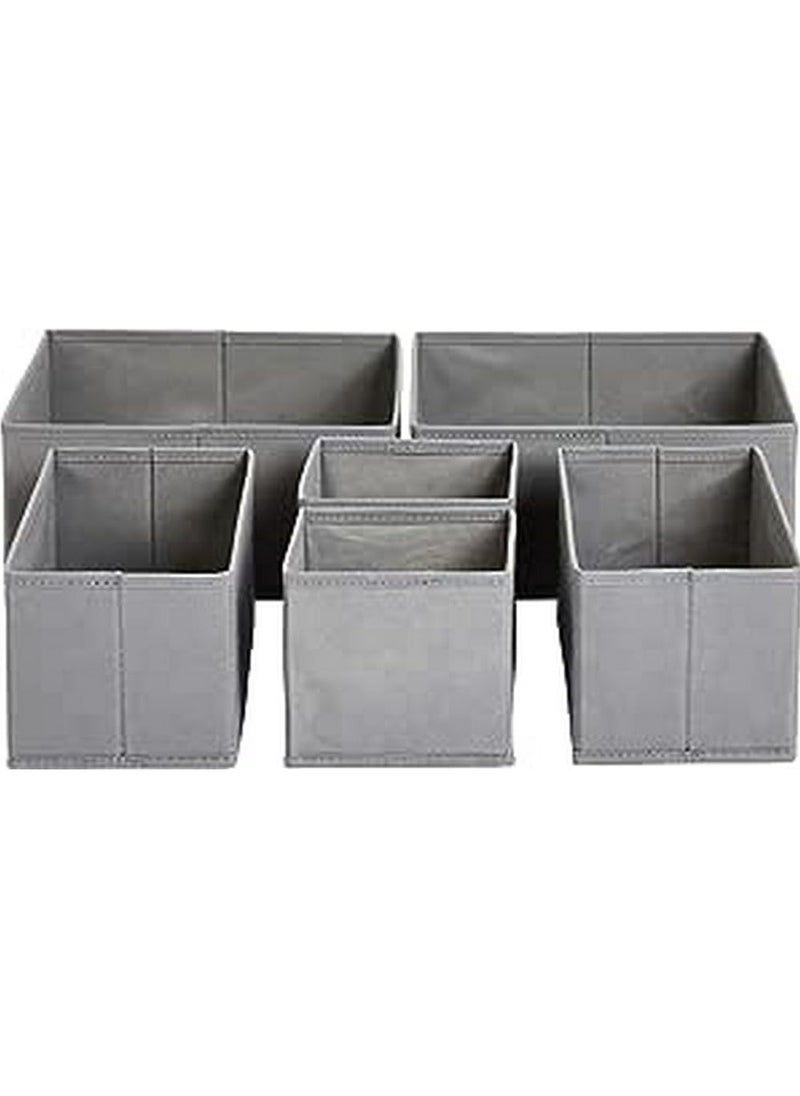 General Basics Cloth Drawer Storage Organizer Boxes, Set of 6, Gray  - Image 1