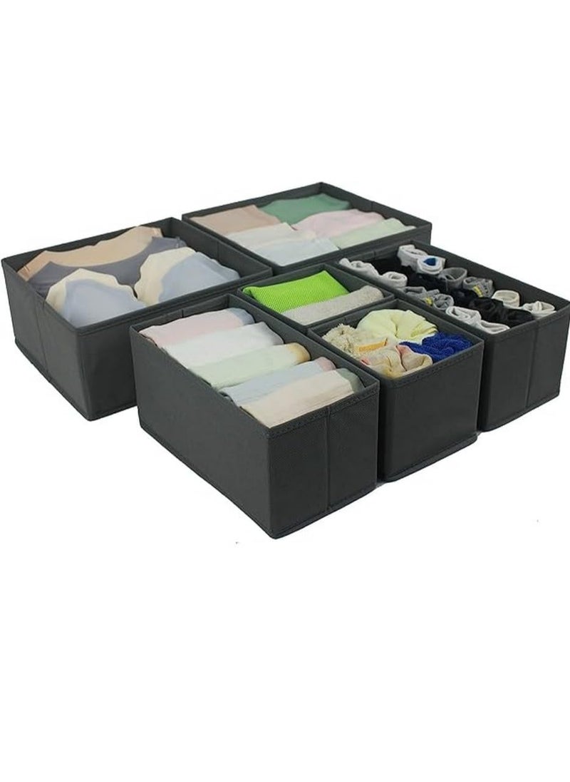 General Basics Cloth Drawer Storage Organizer Boxes, Set of 6, Gray  - Image 3