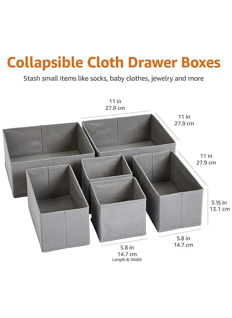 General Basics Cloth Drawer Storage Organizer Boxes, Set of 6, Gray  - Image 2
