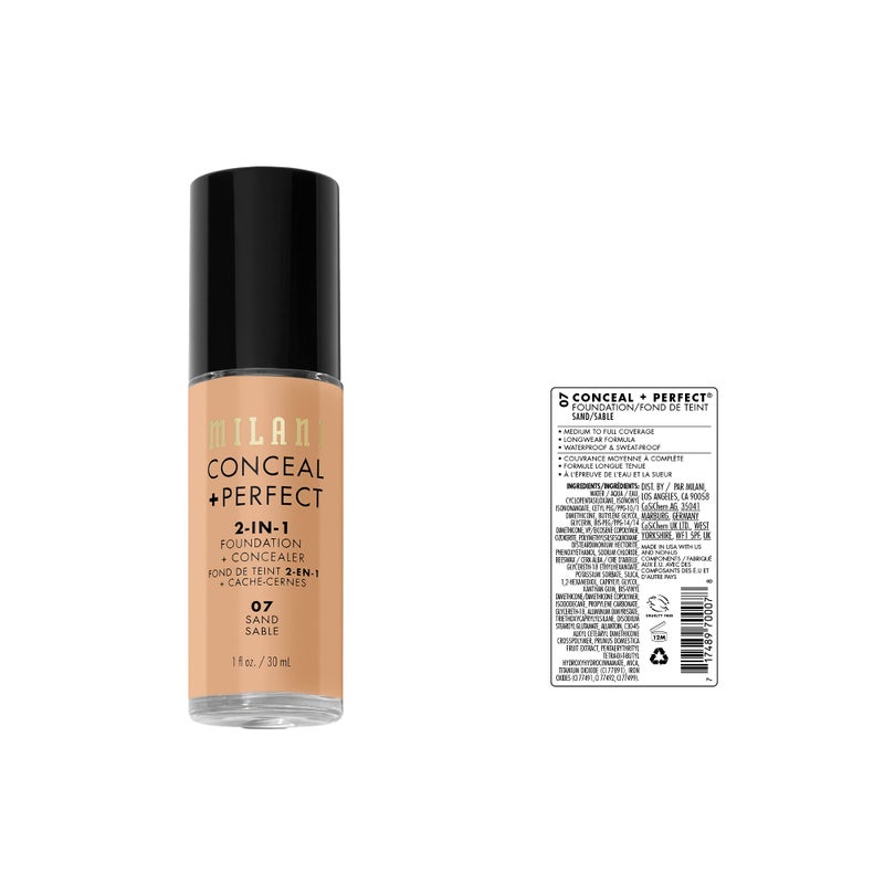 Milani Conceal + Perfect Liquid Foundation in Sand, 1 Fl. Oz. - Image 4