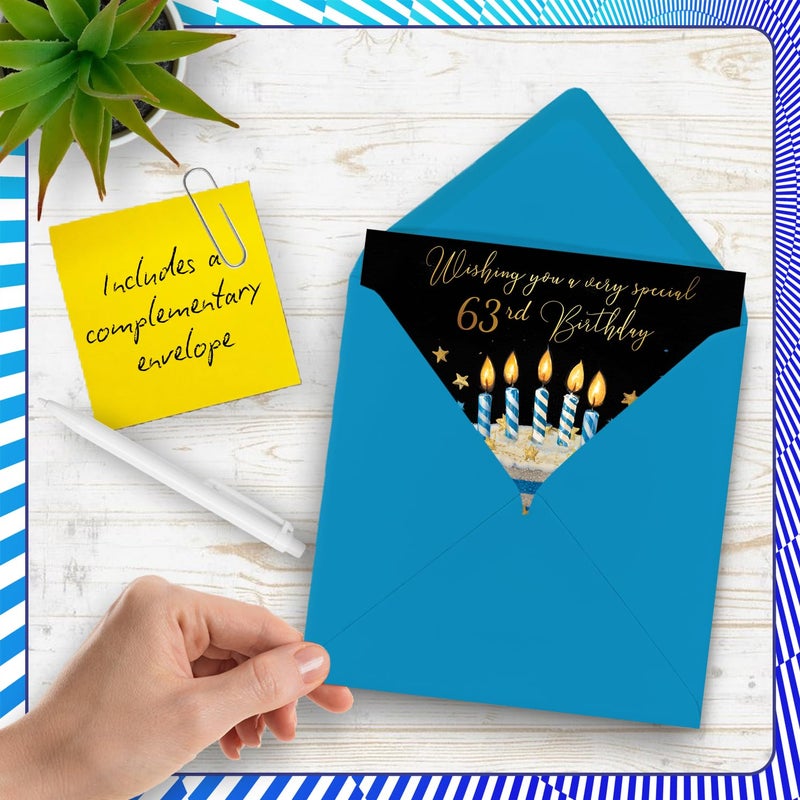 Stuff4 63rd Birthday Cards for Men Women - Gold & Silver Cake - Happy Birthday Card for 63 Year Old Man Woman Friend Cousin Dad Sister  5.7 Inch Bday Greeting Cards - Image 5