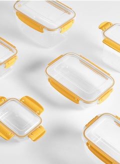 dunya Dunya plastic BPA free rectangular master container set air tighted lid can be used for food storage meal prep food storage set of 4pcs varies in the set 310,565,975,1675 ml yellow  - Image 3