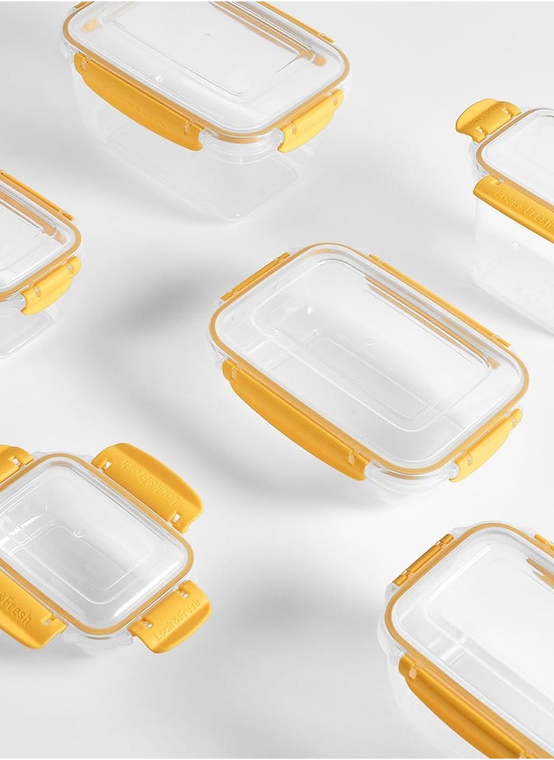 Dunya plastic BPA free rectangular master container set air tighted lid can be used for food storage meal prep food storage set of 4pcs varies in the set 310,565,975,1675 ml yellow